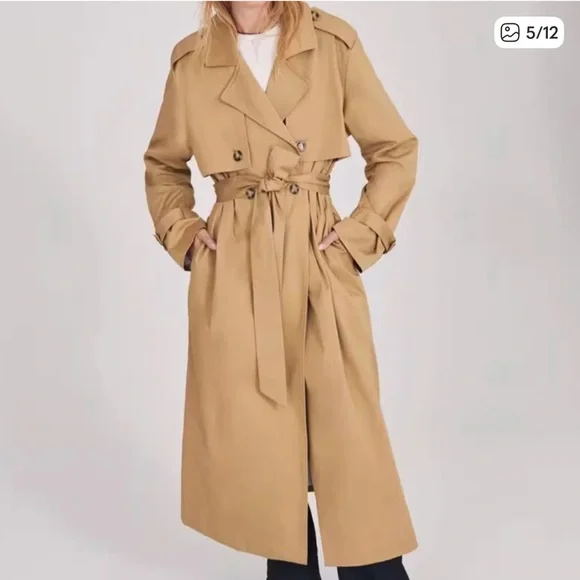 Favorite Daughter Camel Tie-Waist Trench Coat - Picture 4 of 5